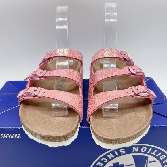 Birkenstock Florida Sandals Vegan Shiny Snake Rose Birko- Flor EU 36 US 5- 5.5 - Picture 4 of 11